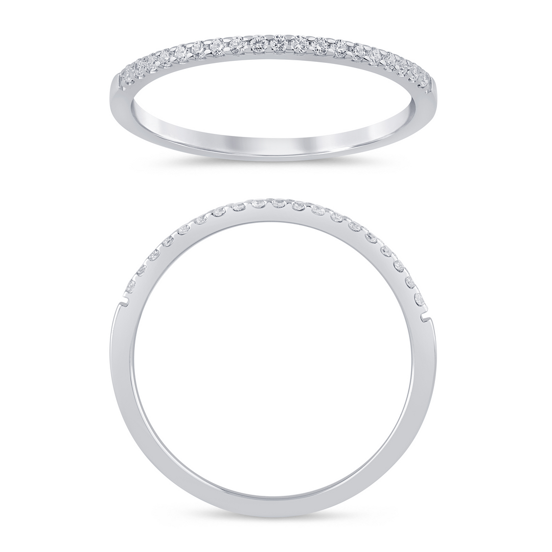 14K White Gold 0.10CTW G-H/SI Round Brilliant Diamond Half-Eternity Pavé Band