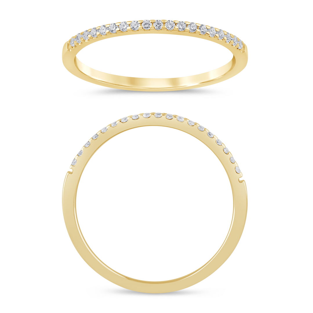 14K Yellow Gold  0.10CTW G-H/SI1-SI2 Round Brilliant Diamond Half-Eternity Pavé Band
