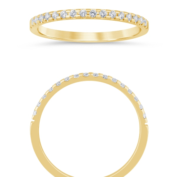14K Yellow Gold 0.16CTW G-H/SI1-SI2 Round Brilliant Diamond Half-Eternity Pavé Band Ring