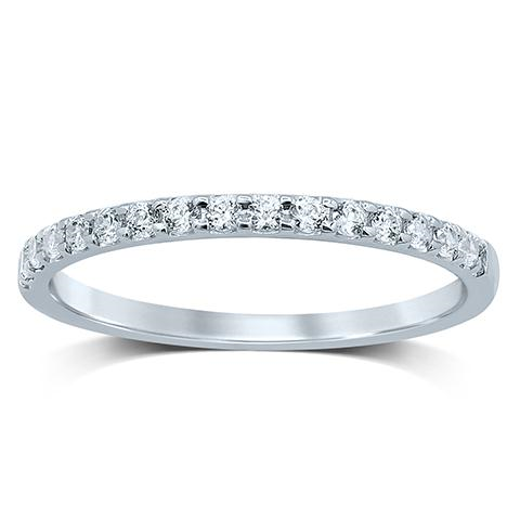 14K White Gold 0.25CTW G-H/SI1-SI2 Round Brilliant Diamond Half-Eternity Band