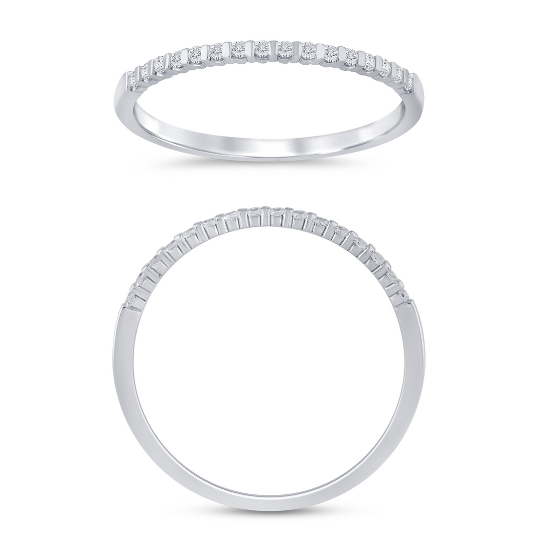 14K White Gold 0.10CTW G-H/SI1-SI2 Round Brilliant Diamond Bar Set Half-Eternity Band
