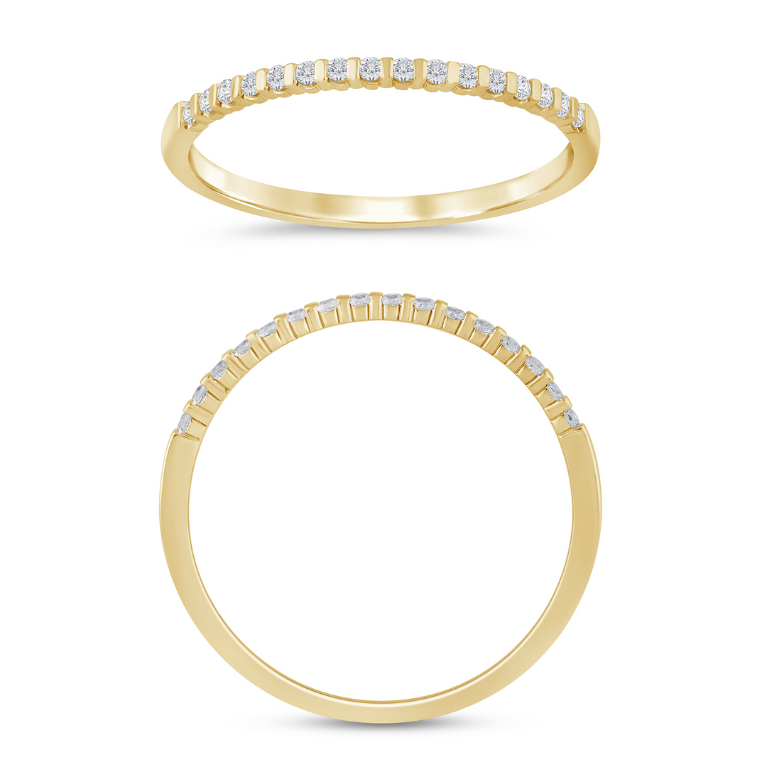 14K Yellow Gold  0.10CTW G-H/SI1-SI2 Round Brilliant Diamond Bar Set Half-Eternity Band