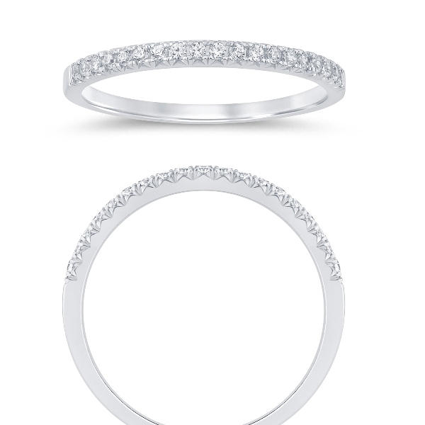 14K White Gold  0.16CTW G-H/SI1-SI2 Round Brilliant Diamond Pavé Half-Eternity Band