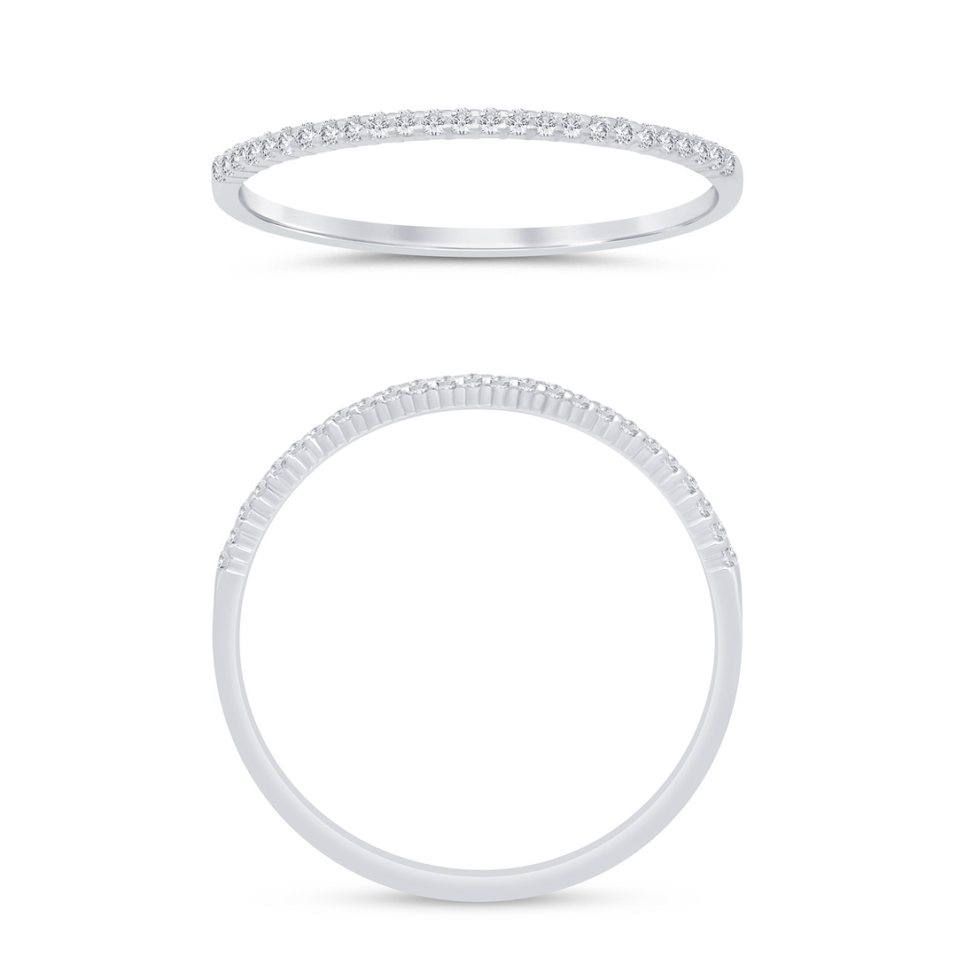 14K White Gold  0.10CTW G-H/SI1-SI2 Round Brilliant Diamond Pavé Half-Eternity Band