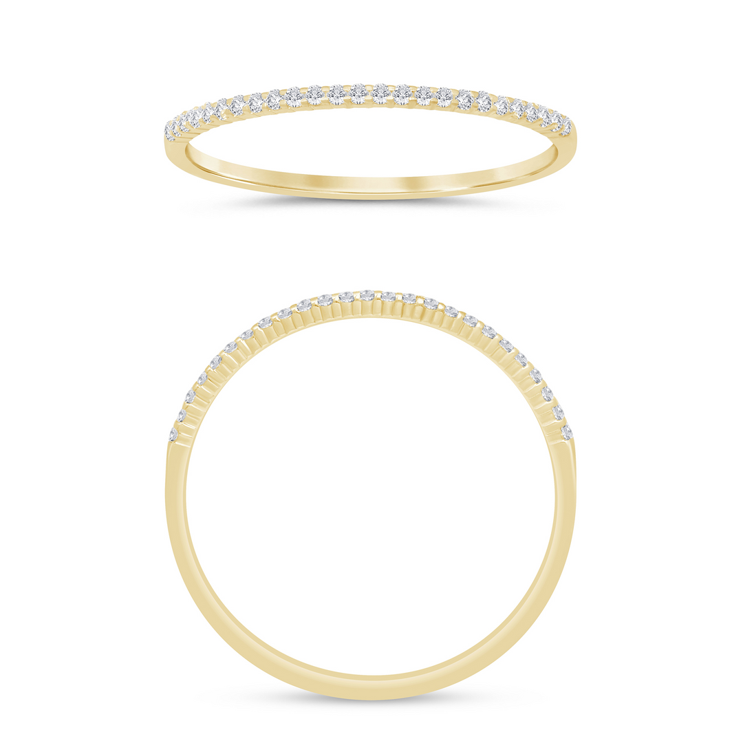 14K Yellow Gold 0.10CTW G-H/SI1-SI2 Round Brilliant Diamond Pavé Half-Eternity Band