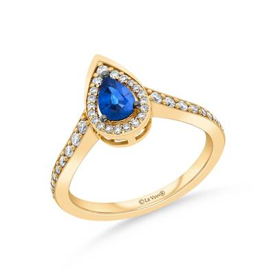 14K Yellow Gold 0.89CTW Pear Sapphire & Diamond Halo Ring by Le Vian
