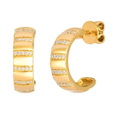 14K Yellow Gold 0.22CTW Quilted Diamond Hoop Earrings by Le Vian