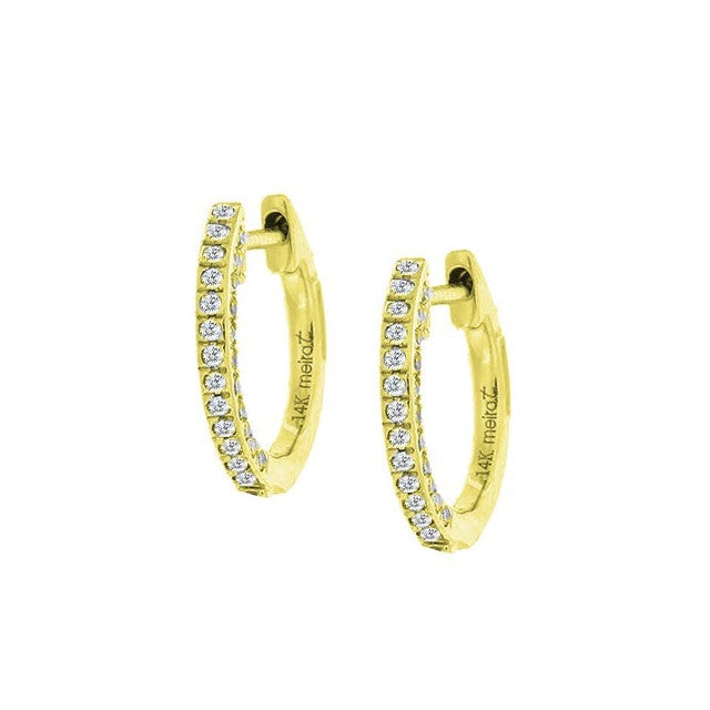 14K Yellow Gold 0.06CTW Diamond Hoop Earrings
