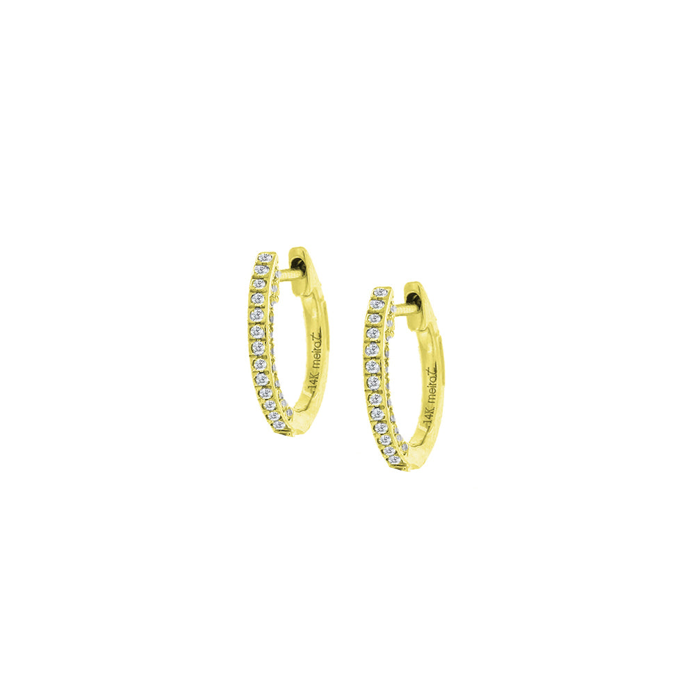 14KT Yellow Gold Diamond Hoop Earrings