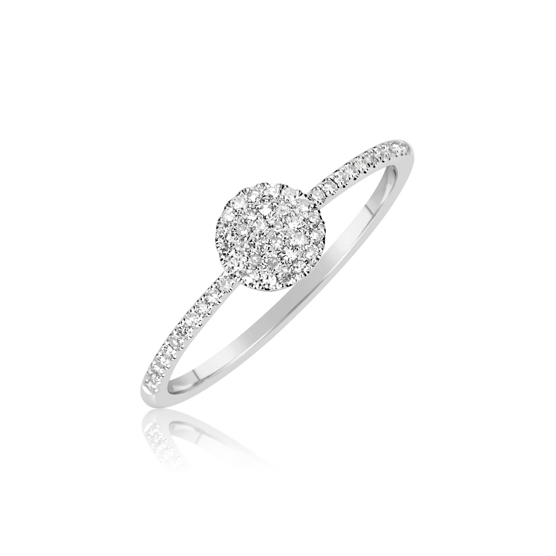 14KT White Gold Pavé Diamond Disc Ring