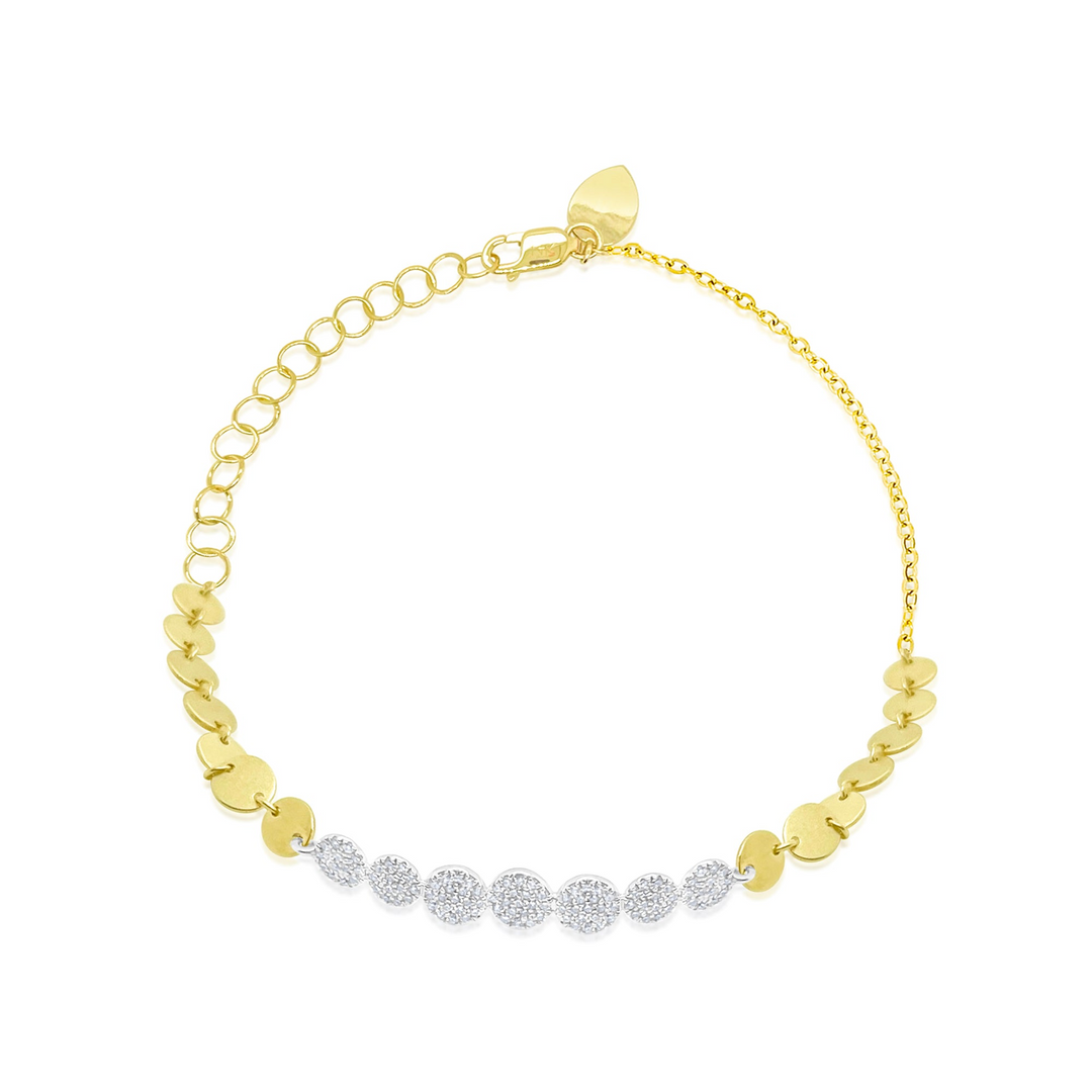 14K Two Tone Gold 0.21CTW Diamond Discs Bracelet