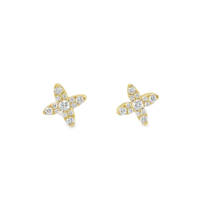 18K Yellow Gold 0.44ctw Diamond X Stud Earrings