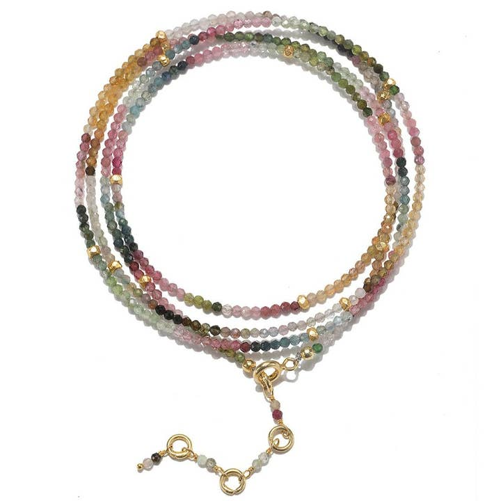 14KT Yellow Gold Dipped Sterling Silver Multistone Wrap Bracelet