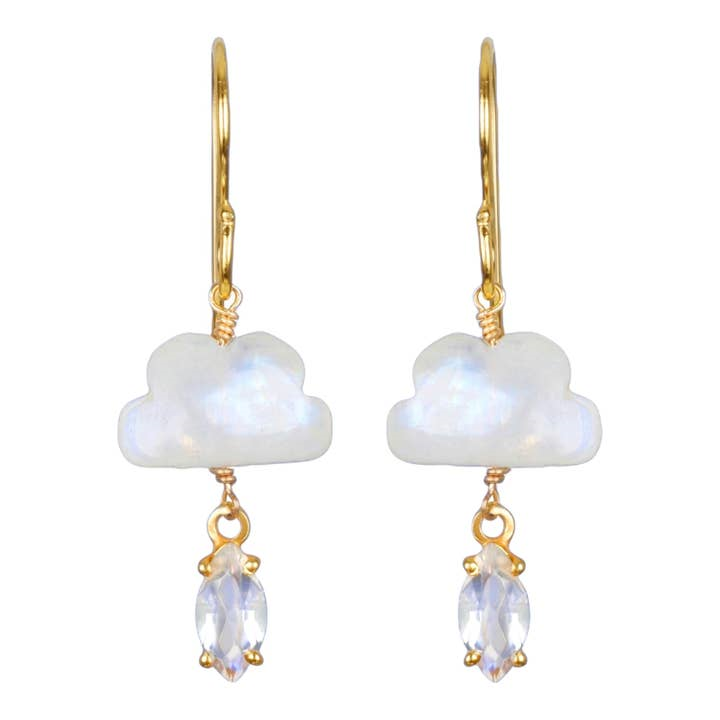 14KT Gold Filled Rainbow Moonstone Cloud Earrings