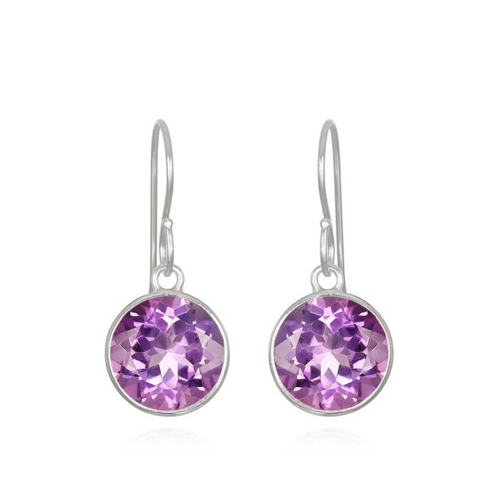Sterling Silver 12mm Round Amethyst Earrings