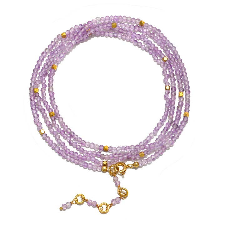 14KT Gold Vermeil Pink Amethyst Wrap Bracelet