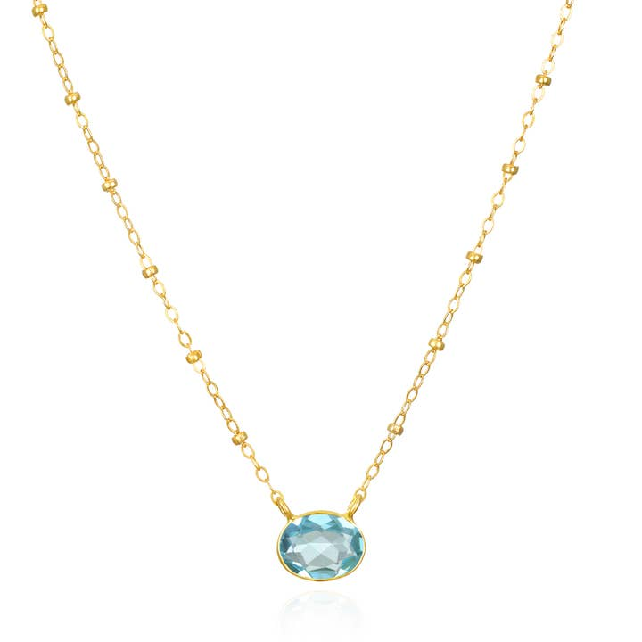 14KT Gold Filled Sky Blue Topaz Satellite Necklace