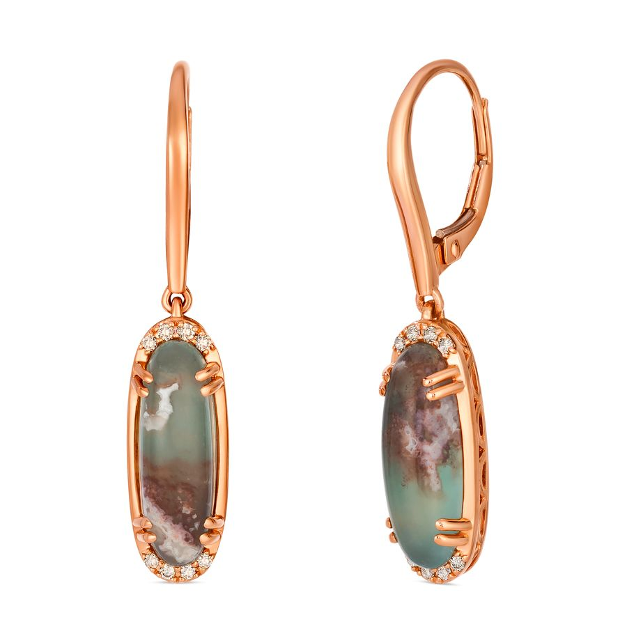 Le Vian 14K Rose Gold Peacock Aquaprase and Diamond Earrings