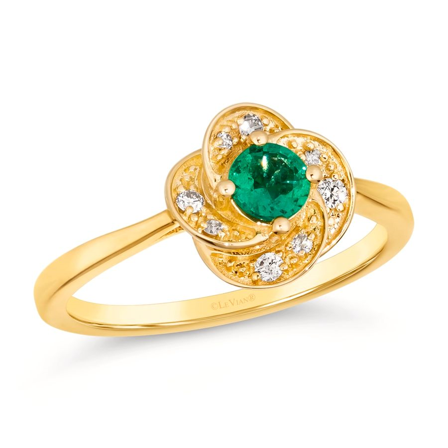 Le Vian 14K Yellow Gold Emerald and Diamond Love Knot Ring
