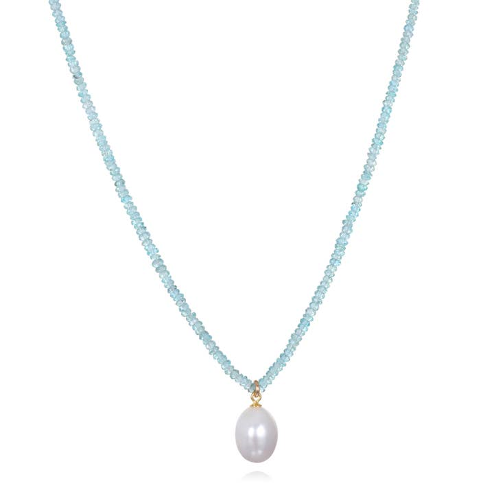 Gold Vermeil Freshwater Pearl & Pastel Apatite Bead Necklace