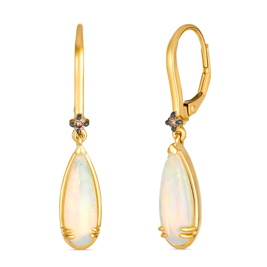 14K Yellow Gold 2.26CTW Pear Opal Drop Earrings