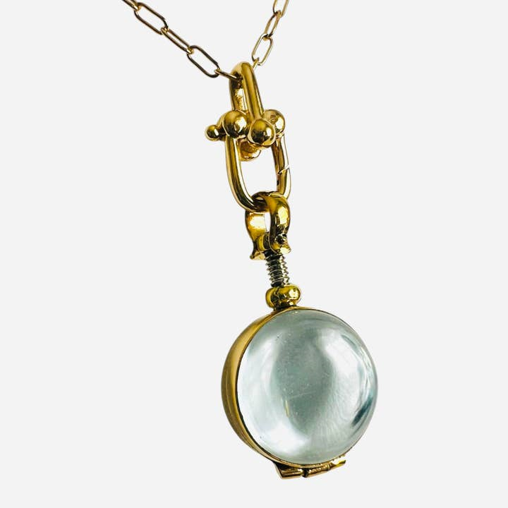 14K Gold Filled Crystal Locket Pendant Necklace