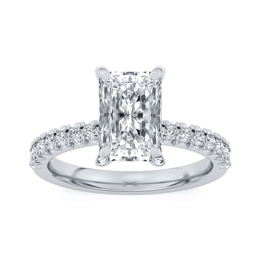 Platinum 3.28CTW Radiant Lab Diamond Classic Engagement Ring