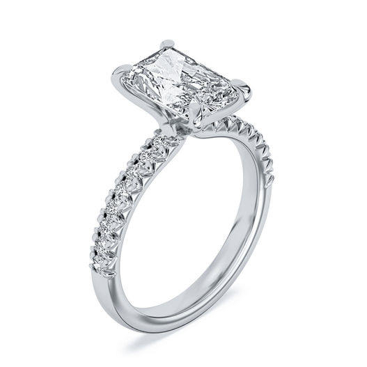 Platinum 3.28CTW Radiant Lab Diamond Classic Engagement Ring