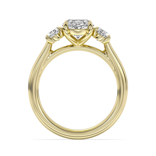 14K Yellow Gold 3.05CTW Oval Lab Diamond Three Stone Engagement Ring