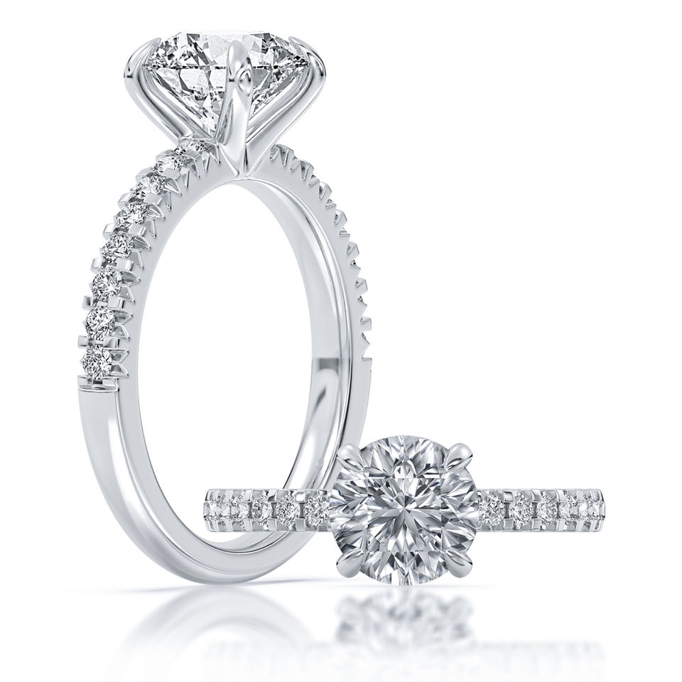 14K White Gold 2.45CTW Round Lab Diamond Classic Engagement Ring