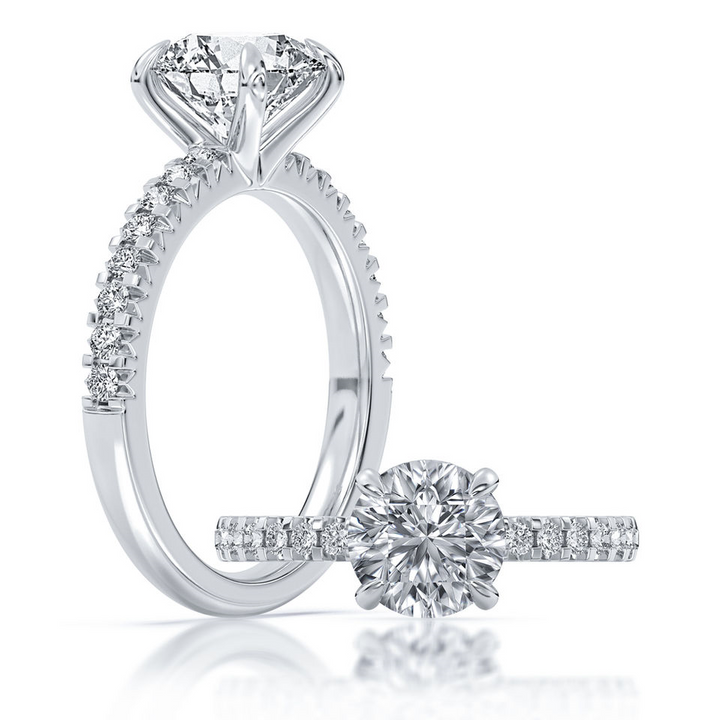 14K White Gold 2.45CTW Round Lab Diamond Classic Engagement Ring