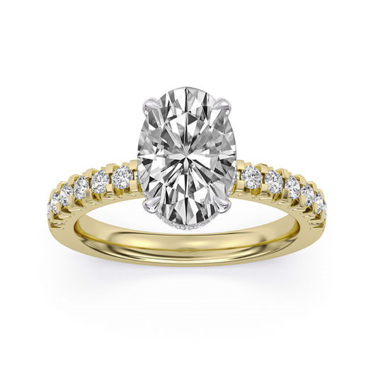 14K Two Tone Gold 3CTW Oval Lab Diamond Classic Engagement Ring
