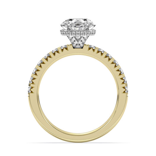 14K Two Tone Gold 3CTW Oval Lab Diamond Classic Engagement Ring