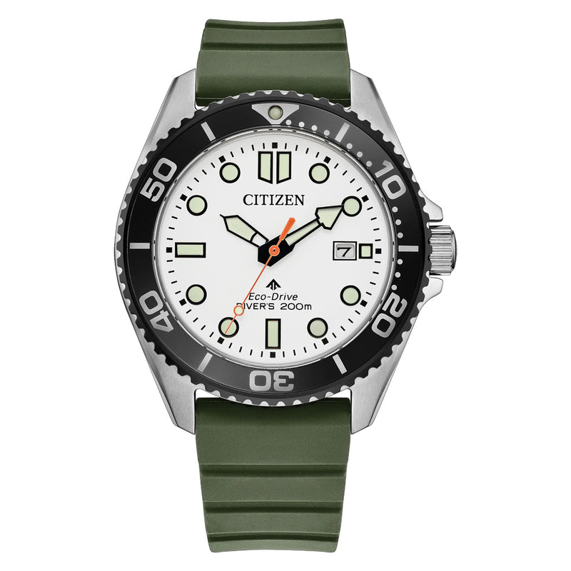 Stainless Steel Eco Drive White Promaster Dive Watch by Citizen