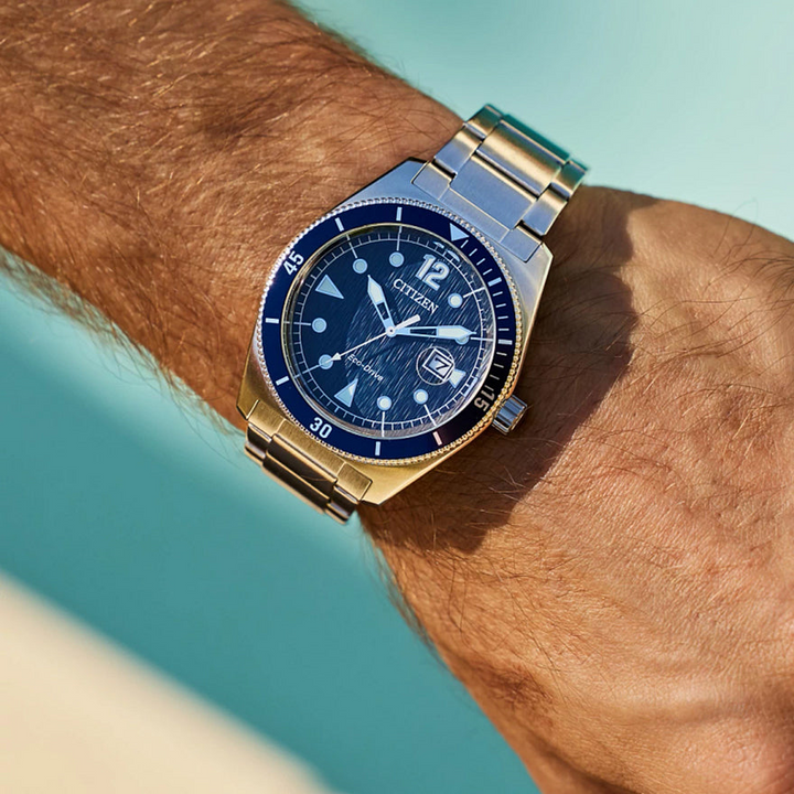 Stainless Steel Eco Drive Blue Terra Force Watch by Citizen