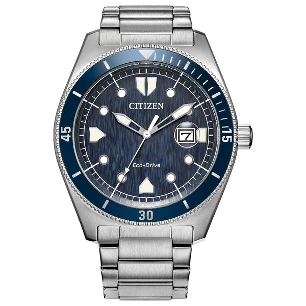 Stainless Steel Eco Drive Blue Terra Force Watch by Citizen