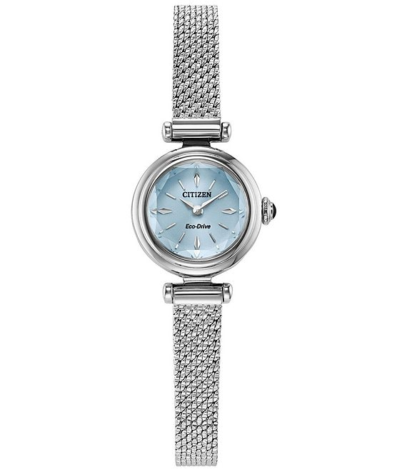 Stainless Steel Eco Drive Light Blue Fio Mesh Bracelet Watch by Citizen