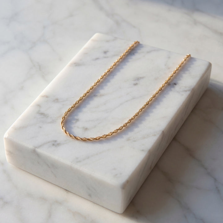 Estate 14K Yellow Gold 1.24MM Rope Chain Necklace