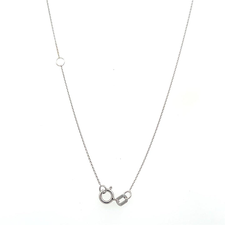 14K White Gold Oval Blue Sapphire and Diamond Necklace with 16-18" Adjustable Cable Chain