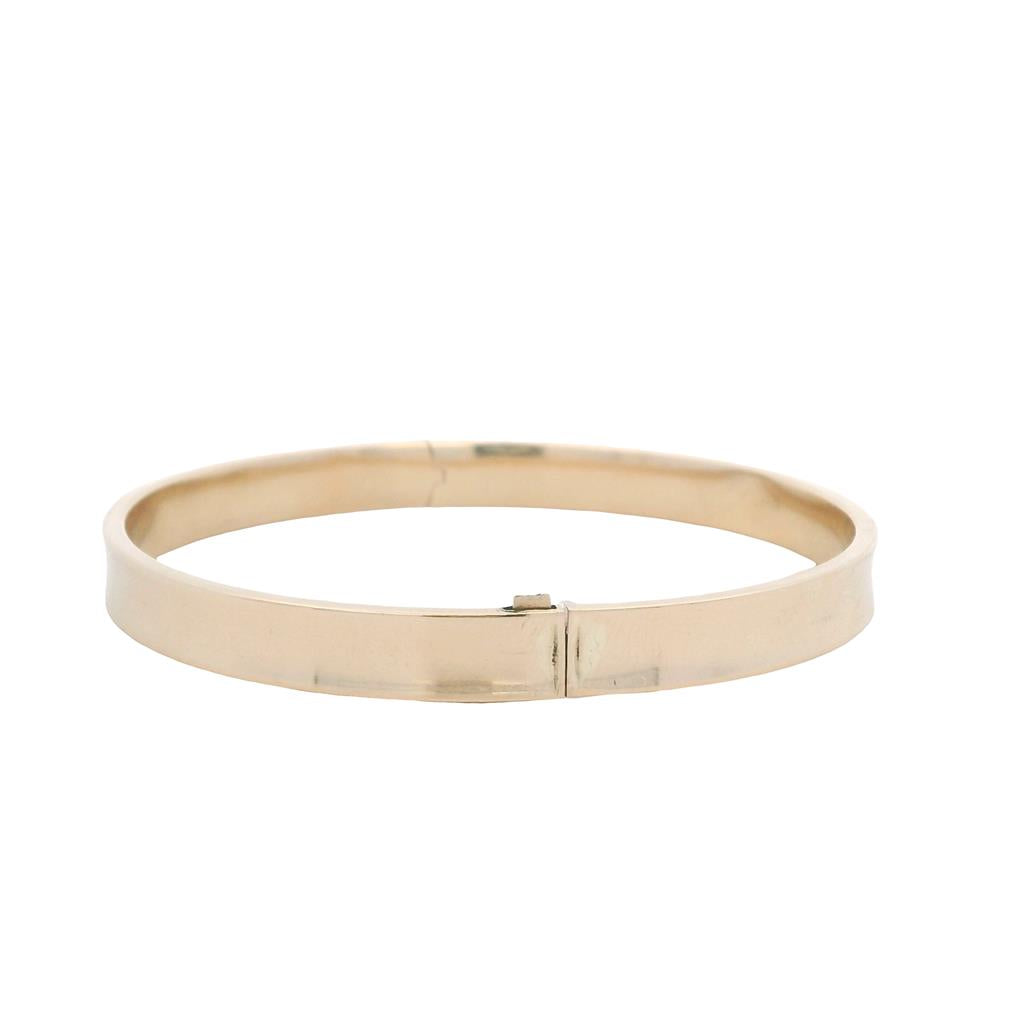 Estate 14K Yellow Gold Hollow Hinged Bangle - Classic Band Design