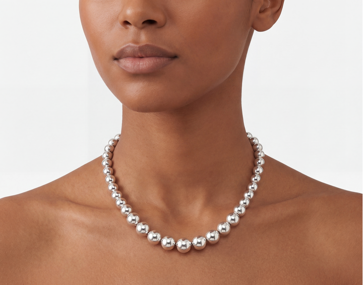 Estate Sterling Silver Graduated Bead Necklace