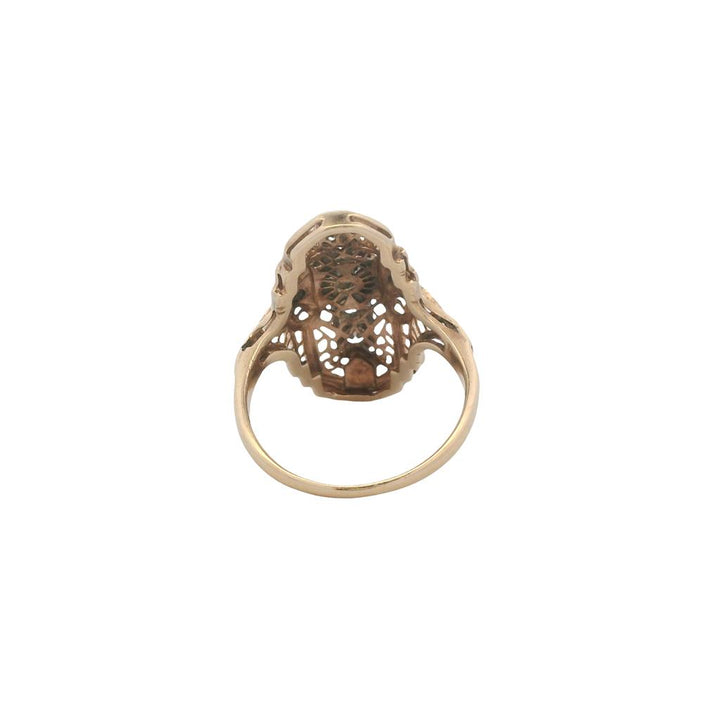 Estate 14K Yellow and White Gold Art Deco Diamond Dinner Ring - 0.34 TCW 1930's Vintage