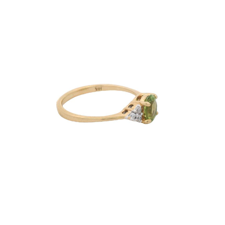 Estate 18K Yellow Gold Peridot & Cubic Zirconia Ring