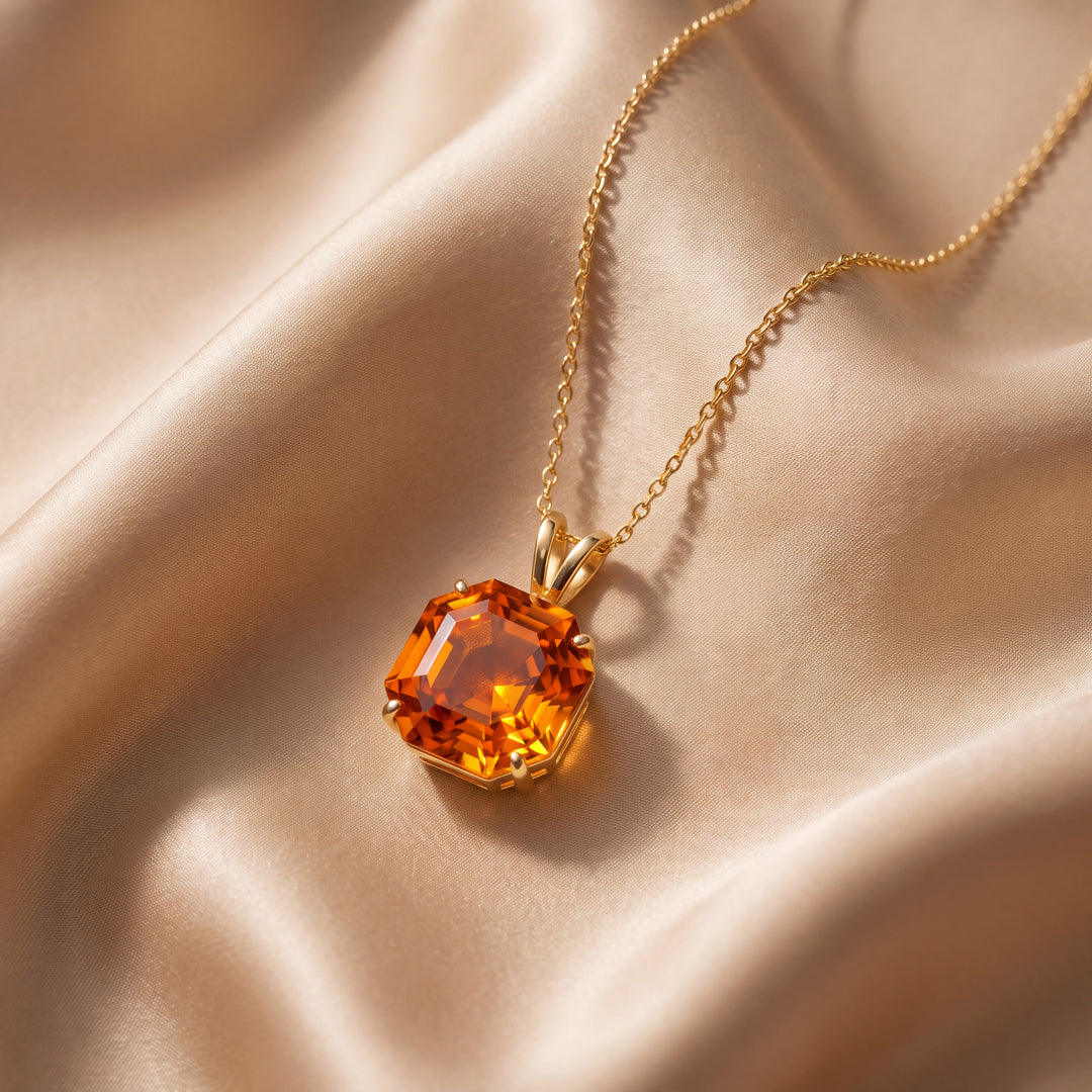 Estate 14KT Yellow Gold Octagonal Citrine Pendant