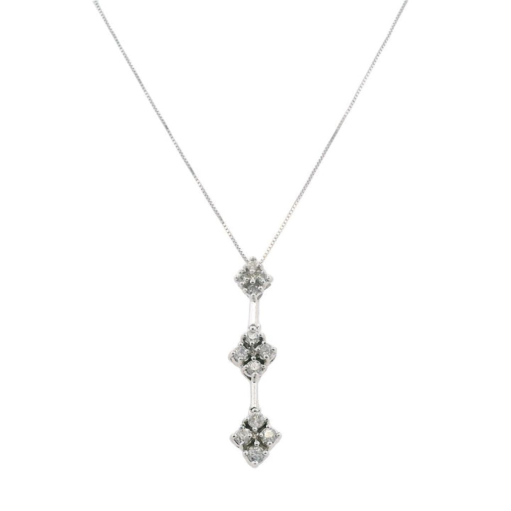 Estate 10K White Gold Diamond Cluster Pendant with 18" Chain - 0.52 TCW