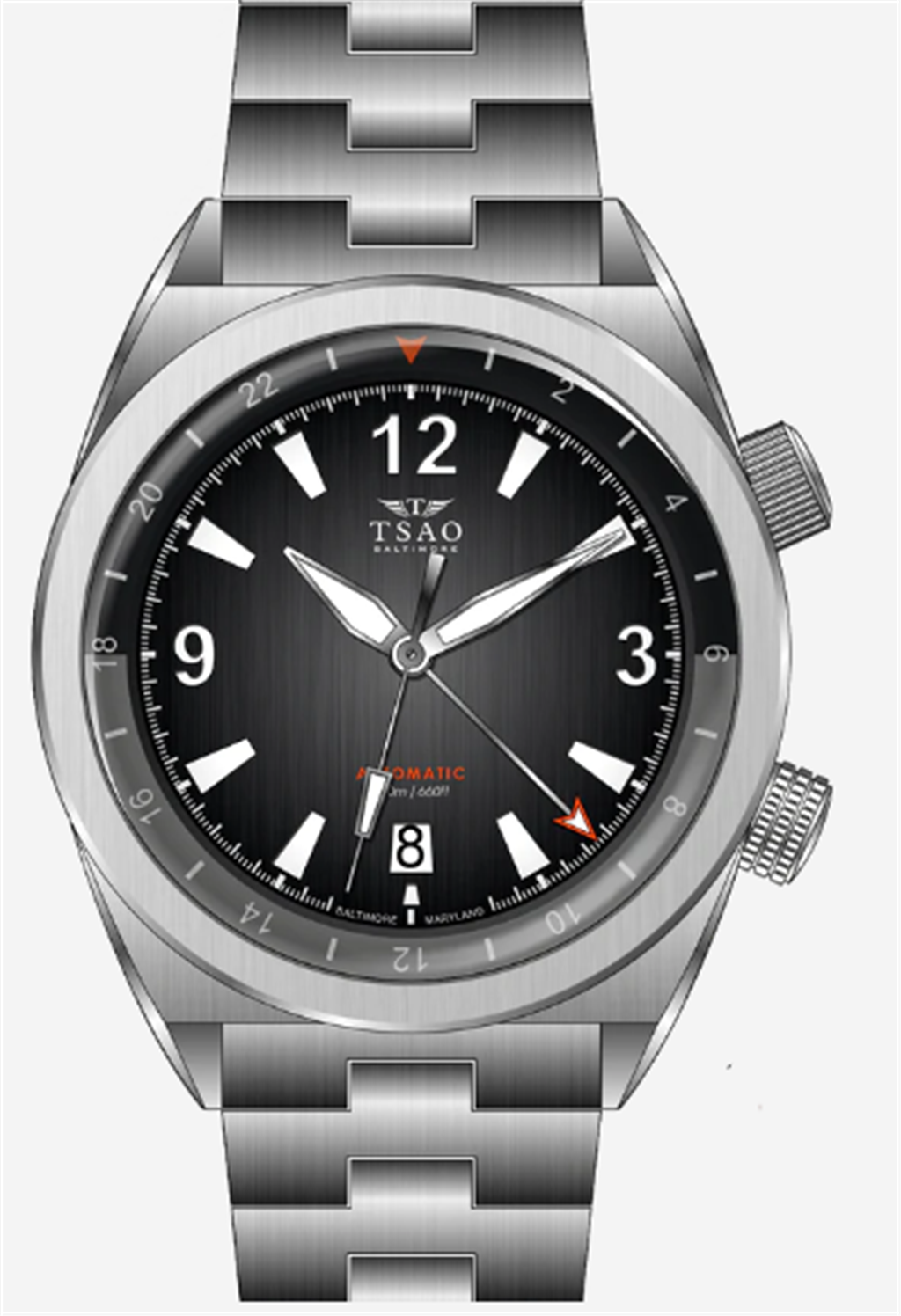 Stainless Steel Legacy Steel Midnight Grey Men's Watch by Tsao Baltimore