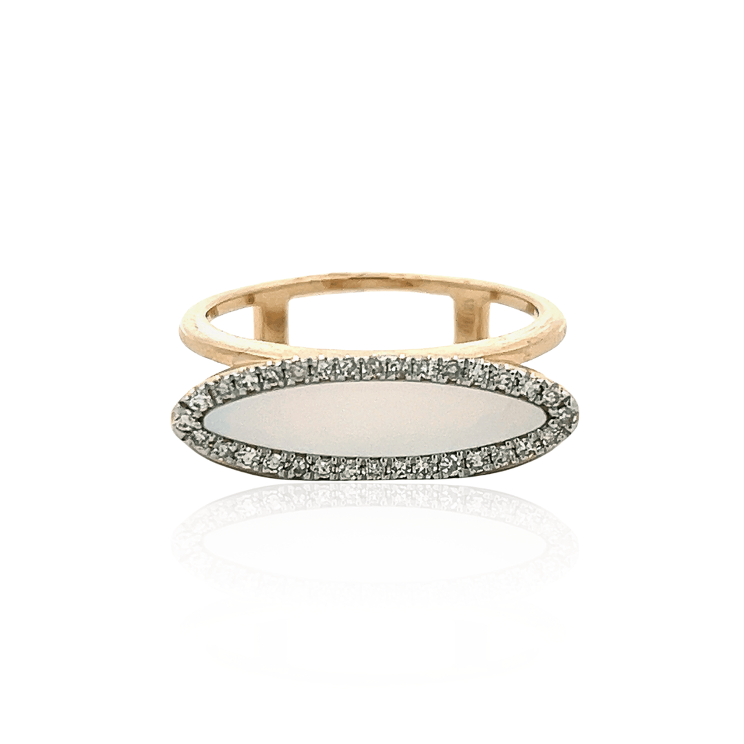 14K Two Tone Gold 0.76CTW Mother of Pearl & Diamond Halo Ring