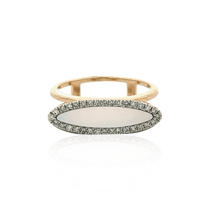 14K Two Tone Gold 0.76CTW Mother of Pearl & Diamond Halo Ring
