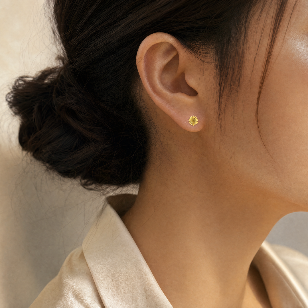 14KT Gold Vermeil Sunflower Studs