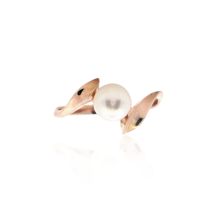 Estate 14K Yellow Gold Freshwater Pearl Bypass Ring